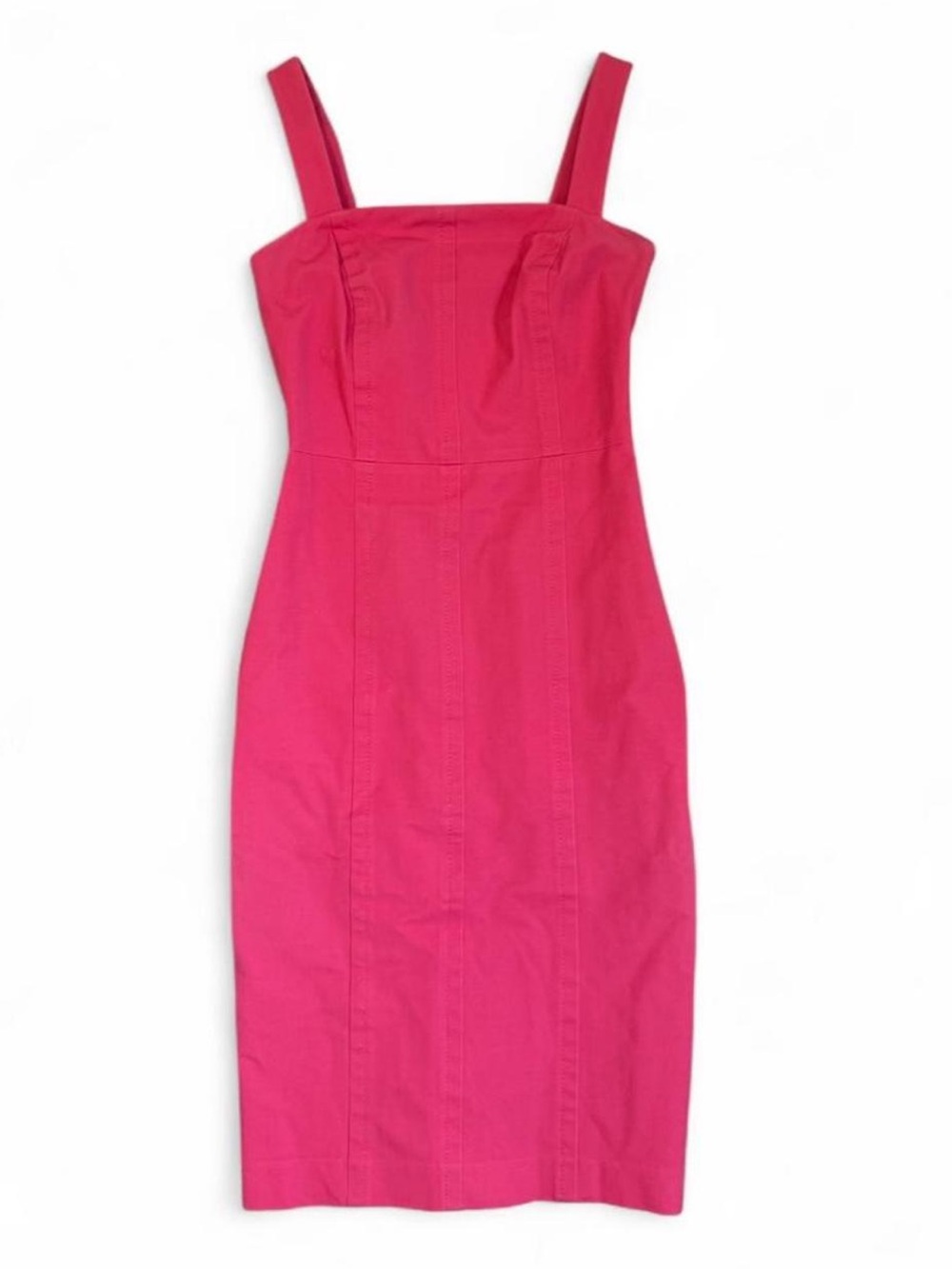 Banana Republic Hot Magenta Pink Square Neck Fitted Sheath Dress Stretch Size 0